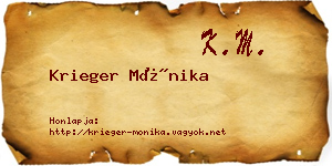 Krieger Mónika névjegykártya